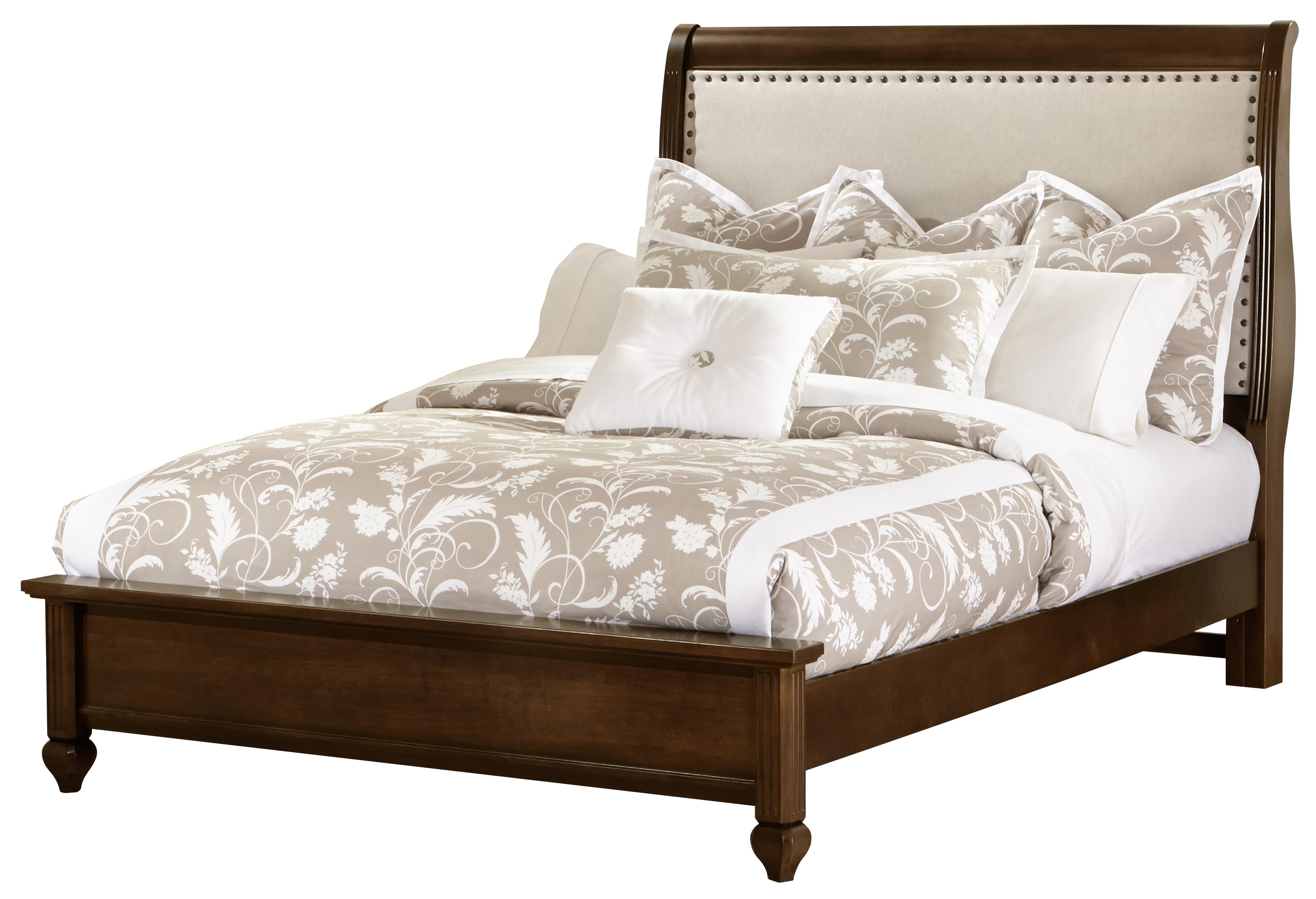 Vaughan Bassett French Market King Bed w/ Upholstered Headboard & Low